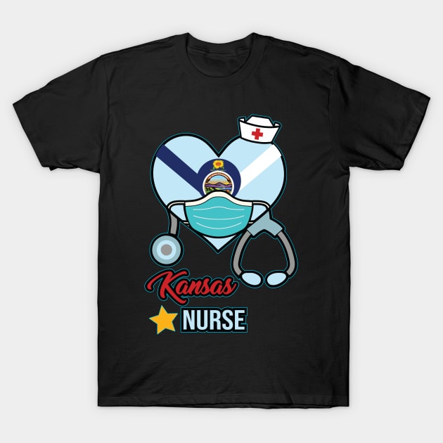 Kansas Nurse  - Love RN LPN CNA State Nursing Gift T-Shirt by ScottsRed